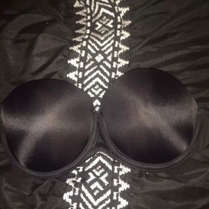 PINK Strapless PushUp Bra In Pure Black